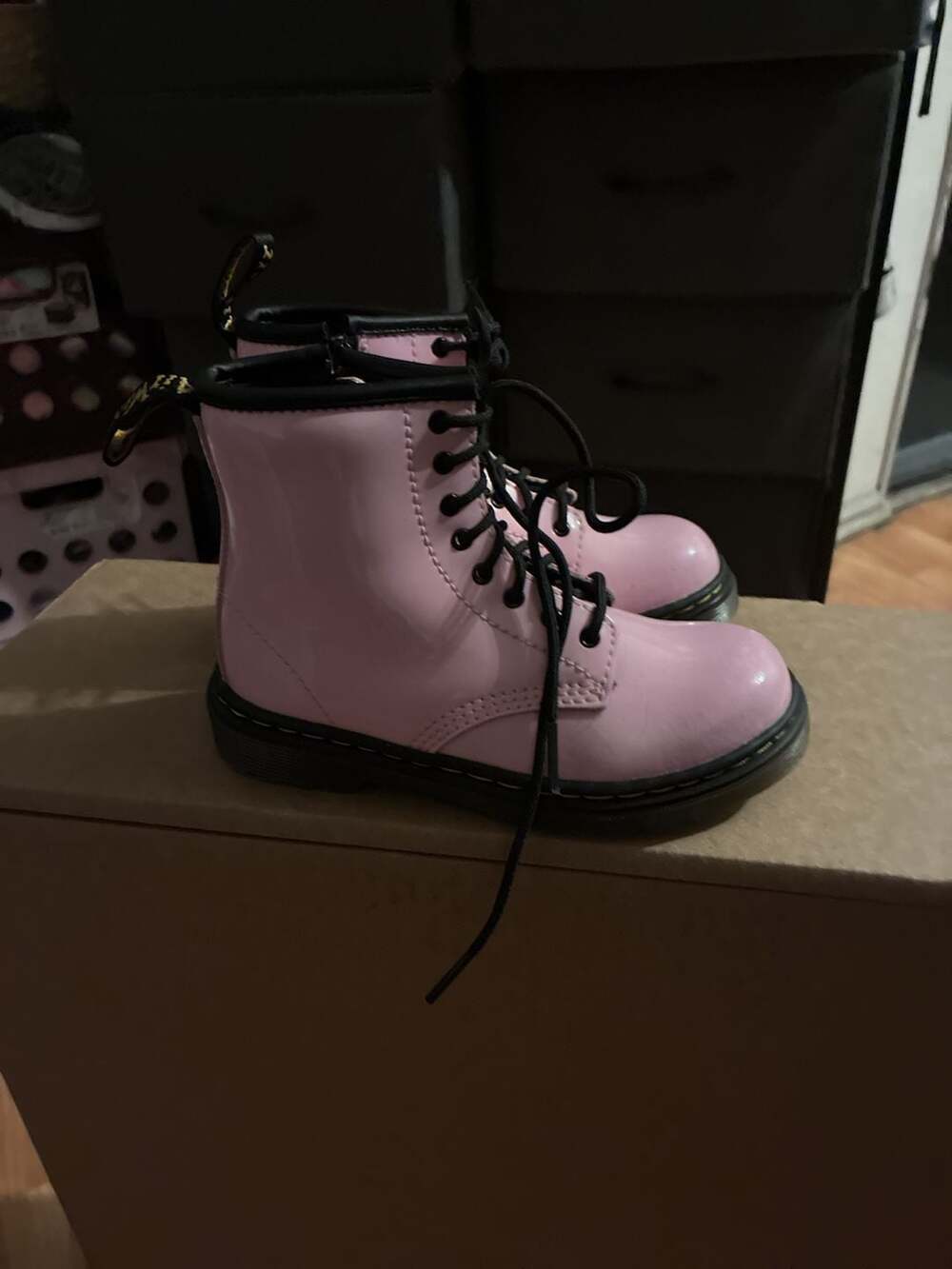 Dr. Martens 1460 Junior Patent Leather Boots in Pink